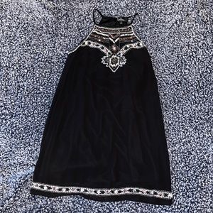 Detailed beaded black dress